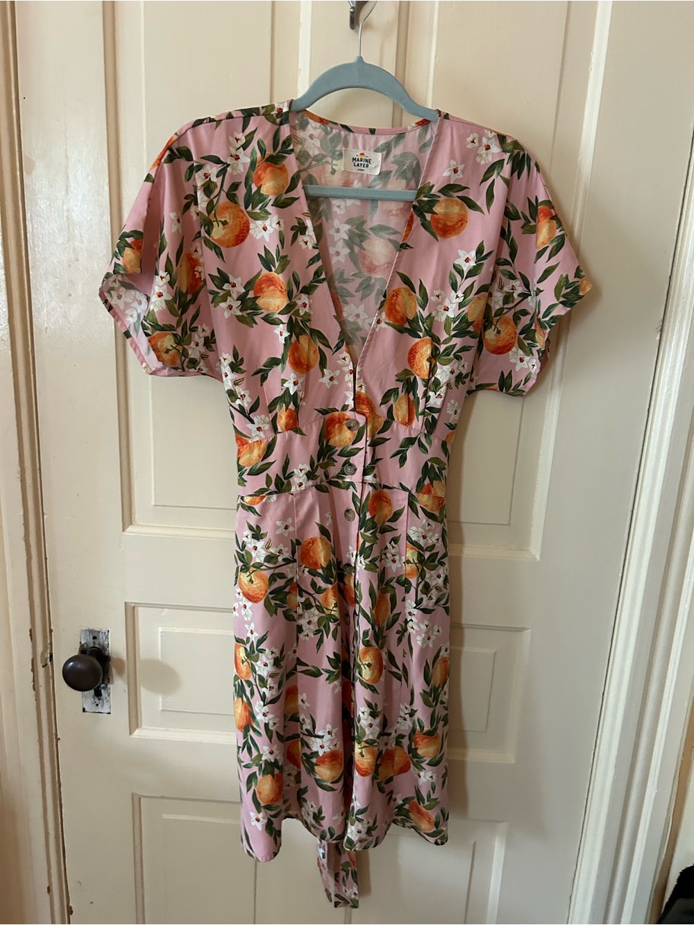 Marine Layer Camila Pink Floral and fruit dress L - Picture 3 of 7
